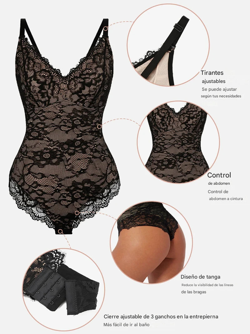 AirSlim | Body moldeador con cuello en V y encaje